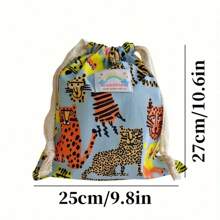 Multi-Color Fabric Drawstring Storage Bags | Breathable & Lightweight | Cartoon Print With Rainbow Label | Versatile Organizer For Home, Travel & Gifts | Ideal For Clothes, Diapers, Jewelry, Cosmetics | Durable & Portable, Clothes Organizer Storage ﻿