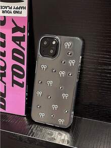 极简蝴蝶结树脂透明手机壳，兼容 15 Pro Max、 14 Pro、新款 13 Pro，创意透明款兼容 11、12、14，防摔高端全包手机壳，防水防震防刮，春季派对礼物 - 無色 - 查看 4