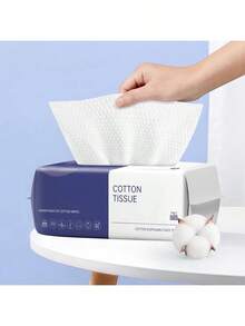 Disposable Face Towel, 100 Count Face Towels For Washing Soft Cotton Dry Wipes Facial Cloths Towelettes For Washing And Drying, Facial Tissue For Cleansing, Skincare And Makeup Remover - 1 - View 1