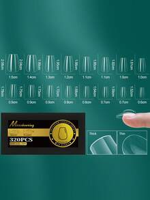 160片-320片热销透明假指甲美甲拱形指甲半磨砂美甲无痕假指甲 - 無色 - 查看 18