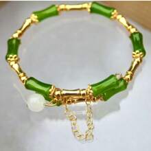 1 Pc Bamboo & Glass Pendant Bracelet, Unique Design For Women, Elegant & Charming, Delicate & Soft Jewelry, Expressing Appreciation For Others, Integritas, Suitable For Everyday Wear - The Best Gift