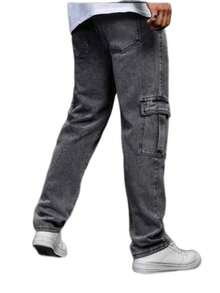 Cargo Pants Skate Khaki Streetwear Retro 6 Bags Aesthetic Pinterest Tumblr Cuffless - Xám - Xem 4