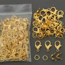 250 piezas Combinación de broches de langosta de aleación, anillos de salto y bucles cerrados - Incluye 50 piezas de broches de langosta, 100 piezas de anillos de salto, 100 piezas de bucles cerrados, adecuado para joyería DIY, elaboración de manualidades, collares, llaveros, pulseras, tobillos