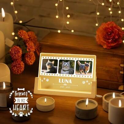 1 chiếc đèn Acrylic Pet Glow tùy chỉnh, đèn ảnh và văn bản tùy chỉnh với hình ảnh yêu thích của bạn! Hoàn hảo cho trang trí phòng ngủ, quà tặng sáng tạo hoàn hảo cho thú cưng, thích hợp cho Ngày tình yêu và Giáng sinh
