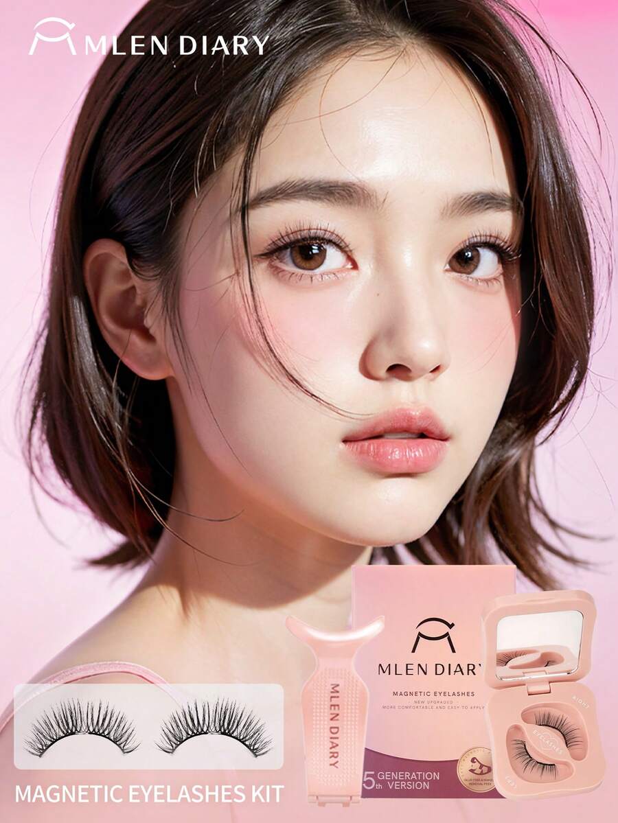 Mlen Diary 磁性假睫毛套装，9-14mm 可重复使用假睫毛，无需眼线，升级版 3D 双磁性假睫毛，便携式免胶睫毛簇，打造轻盈自然的妆容（Limitless Girls）