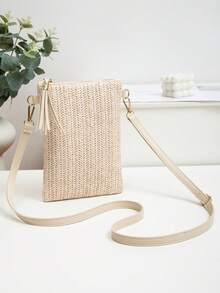 Dành cho phụ nữ, cung cấp nhiều loại túi đeo chéo dệt thủ công, túi tote cầm tay màu trơn, túi trang trí tua rua kiểu Pháp, túi đeo vai đa năng có sức chứa lớn, túi du lịch & mua sắm, sử dụng hàng ngày, ví cói, túi đi biển, đồ dùng cần thiết cho bãi biển, phụ kiện đi biển và đồ dùng cần thiết cho mùa hè. - Màu be - Xem 2