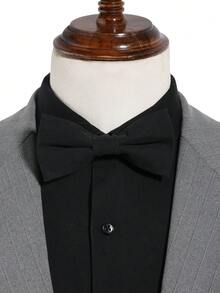 1pc Men's Casual Solid Color Simple Design Dual Layer Bowknot,Suitable For Wedding,Party,Gift,Prom Accessories, Wear With Suit Men Necktie - A - View 5