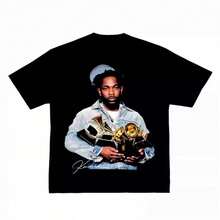 BREATHABLE SUMMER Refreshing Summer2025 Kendricks Lamars Rap Hip Hop Rap American Retro Short SLEEsve High Quality Luxury Brand Selling Popular Styles Comfortable - 黑色 - 查看 1