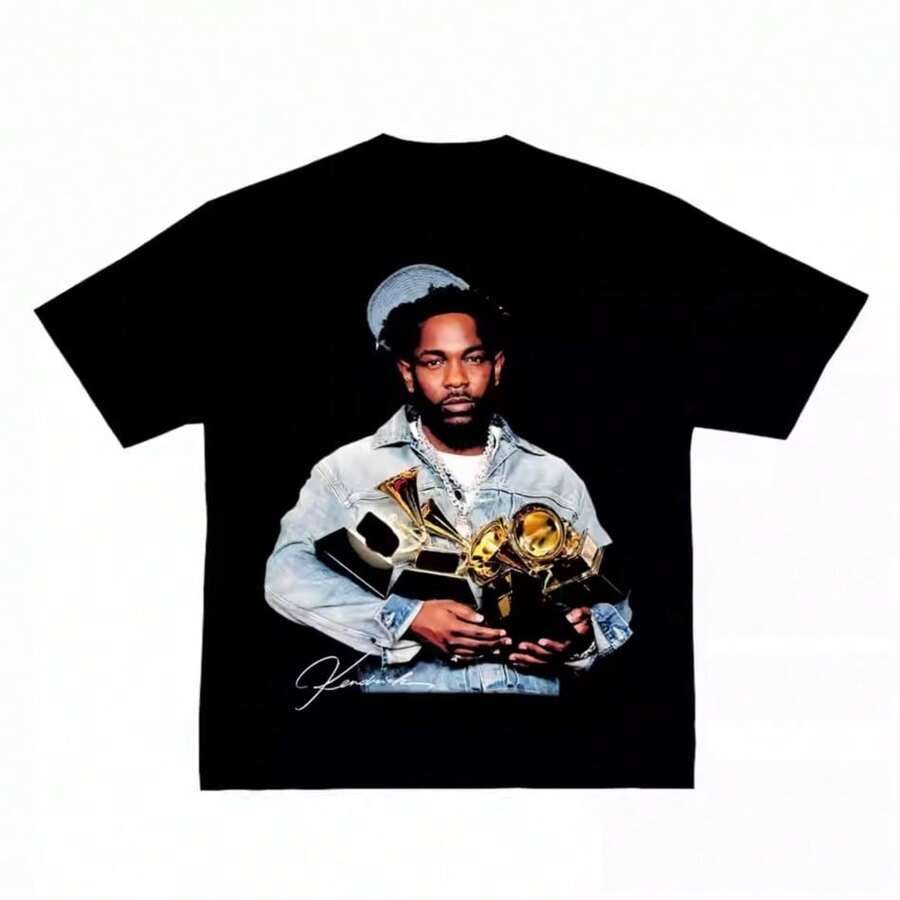 BREATHABLE SUMMER Refreshing Summer2025 Kendricks Lamars Rap Hip Hop Rap American Retro Short SLEEsve High Quality Luxury Brand Selling Popular Styles Comfortable - 黑色 - 查看 1