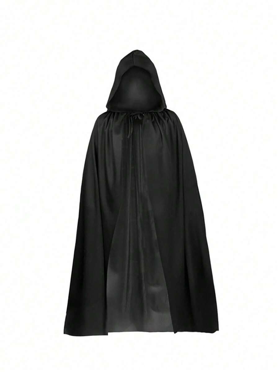 1 pieza/2 piezas Capa/Capa con capucha negra transparente de punto unisex para adultos, disfraz de bruja, vampiro, demonio, hada para Halloween, fiesta de disfraces, uso en actuaciones. Esta capa transparente es muy delgada, así que no la compre si no se siente cómodo con el material delgado y transparente. Capa negra - Multicolor - Ver 1