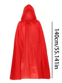 1 pezzo di mantello sottile e trasparente in materiale lavorato a maglia, rosso e nero, unisex per adulti, con cappuccio, monolayer, adatto per travestimenti di Ognissanti come strega, demone, vampiro, accessorio costume