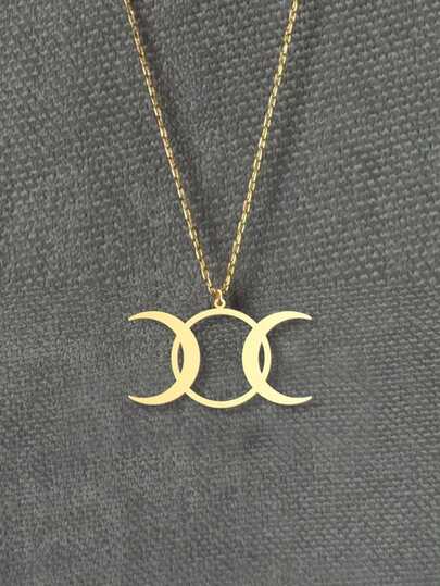 suteyi Triple Moon Goddess Necklace - Symbol Of Feminine Power - Wiccan Moon Phases Pendant - 14k Gold Plated Or Silver