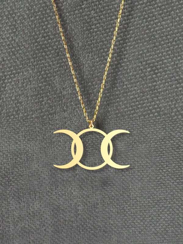 suteyi Triple Moon Goddess Necklace - Symbol Of Feminine Power - Wiccan Moon Phases Pendant - 14k Gold Plated Or Silver