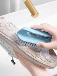 Cepillo de cerdas suaves con agarre cómodo, cepillo de fregar, cepillo de limpieza de ropa, calzado y hogar, cepillo de 3 lados con cerdas suaves, mango largo y almohadilla de fregar de mano, herramienta de limpieza para encimeras, bañeras, ropa y lavado de zapatos