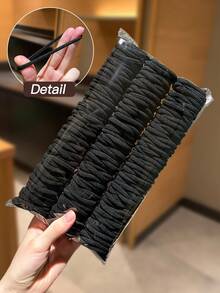 500/400/300/200/100入黑色簡約髮圈，高彈性髮圈，百搭休閒風，女性髮飾 - 黑色 - 查看 5