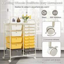 15-Drawer Rolling Storage Cart Mobile Cart With Colorful Drawers & Metal Frame - Màu vàng - Xem 6