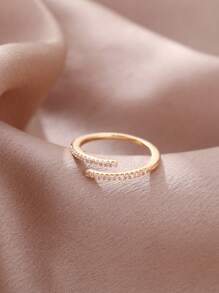 Nooxian 1pc Women Simple Cubic Zirconia Open Ring