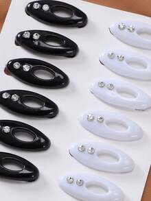 12pcs Women's Headscarf Pins, Black & White Scarf Buckle Hijab Pins Fashionable Brooch - Black and White - View 8