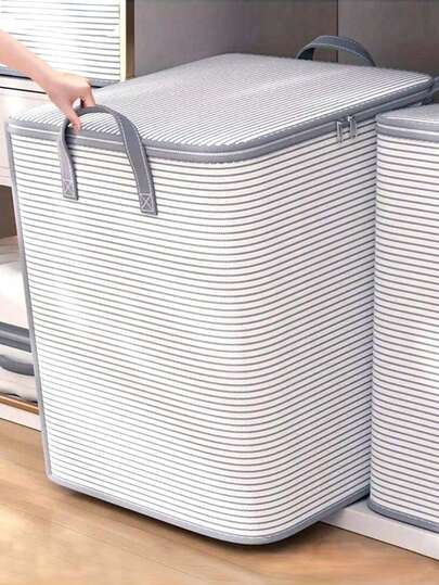 Oversized Portable Foldable Clothes Storage Bag - 1pc Durable Handle Wardrobe Organizer Storage Container - Underbed Storage For Clothes, Bedding, Quilt. Handles Placement Random