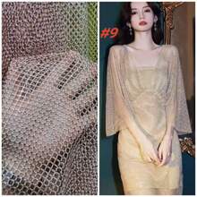 African Nigerian AB Rhinestone Fabric Glitter Rhinestone Mesh Fabric Stretch Crystal Glass Trim For Sewing Bag Shoes Dress Garment Decor