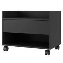 Gabinete Armário Mesa de Cabeceira Multiuso Ivy 60cm 100% MDF BP com 01 Gaveta Preto - Desk Design