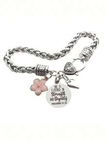 suteyi 诗篇 46:5 圣经珠宝，圣经经文手链，宗教礼物，上帝在她的基督教珠宝中，鼓励礼物信仰 - 銀色 - 查看 6