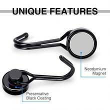 Magnetic Hooks, 30lbs+ Magnet Hook 2025 Cruise Cabin Ship Essentials Heavy Duty Strong Magnets Refrigerator Fridge Hanging For Classroom Beach Vacation Kitchen Grills Home 6pcs (Black) - Silver - View 12