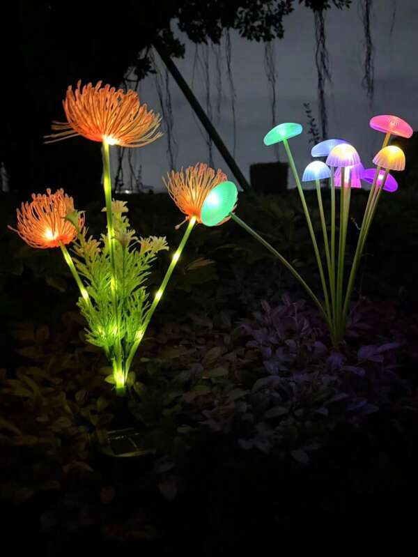 LED Solar betriebene Blumenleuchten, Pilzleuchten, Outdoor Simulation Quallen Rasenmäher Leuchten, Hofpark Nachtlandschaftsleuchten, Zuhause Dekoration Rasen Steckdose Landschaftsbeleuchtung, Simulationsblumenleuchten, Park Gehen und Betrachtung Atmosphärenleuchten