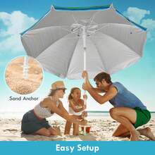 7.2 FT Portable Beach Umbrella Tilt Sand Anchor Cup Holder With Carry Bag Green - màu xanh lá - Xem 6