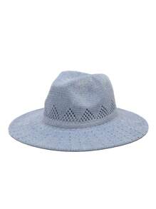 1pc New Fashion Wide Brim Hat, Flat Top Felt Fedora Hat For Women, Autumn/Winter Top Hat