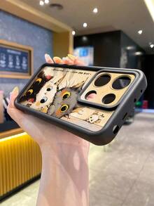 1 件简约可爱猫咪图案加厚防震防刮全覆盖保护手机壳，男女时尚之选，兼容 Apple///Infinix/Vivo/OPPO - 黑色 - 查看 10