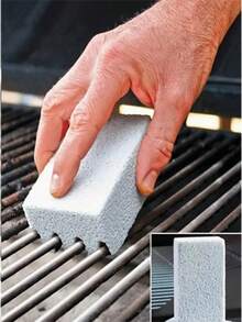 1 Set Stainless Steel Grill Grate With Scraper | Grill Rack, Oven Rack And Cooking Grill Cleaning Stone Cleaning Brush, Suitable For Powerful Grill Cleaning, Post-Grilling Cleaning, Fit For Camping Grill Plate Grate Grill Dirt Removal, Rust Iron Plate Cleaner Used For Cleaning Anti-Rust Grill, Smoker And Kitchen Deep Cleaning Tool - Essential Outdoor Cooking Accessory - Multicolor - View 3