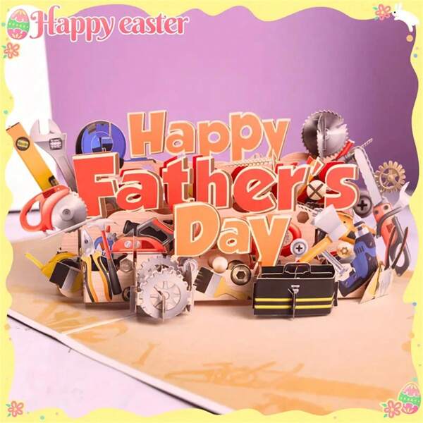 1pc Happy Father's Day, Toolbox Pop Up Card, Best Dad Forever Greeting Card With Notecard And Envelope Invitation Card