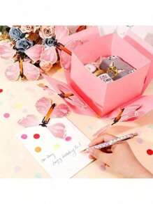 Set de 4 cajas de regalo con mariposas que vuelan, caja sorpresa de papel, adecuada para cumpleaños, bodas, aniversarios y celebraciones del Día de San Valentín