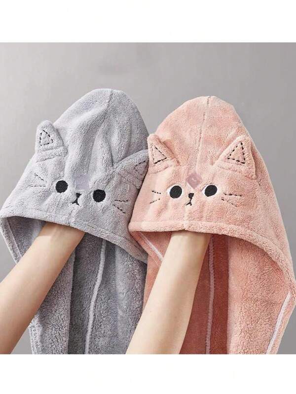 Toalla envolvente con diseño de gato lindo para mujeres, toalla de pelo de microfibra, turbante de pelo de secado rápido, toalla retorcida ultra absorbente para cabello largo y rizado, accesorio suave de baño y ducha, regalo y decoración navideña, artículos esenciales de viaje, toallas de ducha para salón de belleza, hotel, deportes, artículos esenciales para el hogar, toalla, cuidado de la piel
