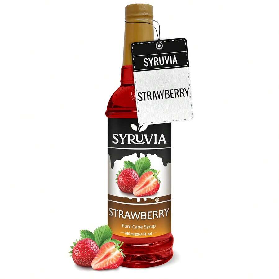 Syruvia Strawberry Syrup (25.4 Fl Oz) - Sweet Strawberry Bliss In A Bottle – Kosher, Gluten-Free, Ideal For Elevating Your Culinary And Beverage Adventures - 25.4 Fl Oz - View 1