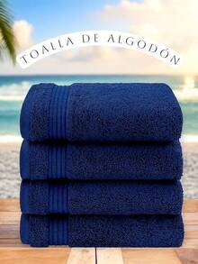 TOALLA DE BAÑO 100% ALGODÓN MEXICANO (Gruesa) ABSORBENTE  70m X 135cm, la cenefa puede variar - Azul Marino - Ver 6
