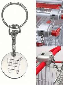 1pc-10pcs Shopping Cart Token Supermarket Trolley, Stainless Steel Shopping Trolley Remover, Shopping Trolley Token Pendants, Shopping Trolley Chips, Metal Stainless Steel Keychain, Keyring Decoration With Trolley Unlocking Key, Keyring Accessory - Multicolor - View 10