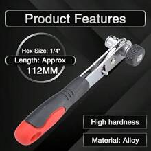 Cheie cu clichet mini cu cap dublu de 1/4 inch, unghi drept, cheie cu clichet mini de 1/4 inch, tijă de fixare cu clips, șurubelniță cu soclu, potrivită pentru scule manuale de garaj