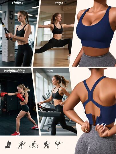 Seamless Shockproof Sports BH Lightweight Breathable Yoga Gentle Workouts, Back Beauty, Wireless Support, Padded, Comfy Base Vest Top view 6