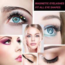 Magnetic Eyelashes With Eyeliner Kit, 5 Pairs Natural Look False Eyelashes With Applicator, Waterproof Eyeliner Reusable Fake Lashes For Makeup Eyelashes Extension Black
