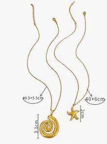1 colar com pingente de concha espiral e estrela do mar em aço inoxidável estilo europeu e americano, a melhor opção de presente de joia para mulheres, adequado para uso diário