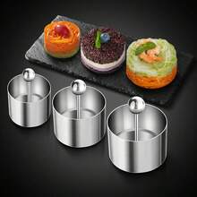 Stainless Steel Adjustable Cake Ring Mold With Pusher, Mousse Cake Mold, Tart Ring, Sushi Mold, Appetizer Arrangement Mold, Baking Tools, Small Kitchen Tools, Cooking Utensils - Multicolor - View 5