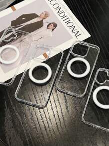 Simple And Fashionable Magnetic Charging Transparent Protective Phone Case For IPhone 16 Pro Max/15 Plus With Built-In Anti-Drop Phone Cover