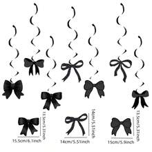 VINCAN 7 件黑色蝴蝶结派对悬挂漩涡装饰，蝴蝶结生日派对铝箔天花板装饰，适合女士蝴蝶结单身婚礼派对装饰，黑色蝴蝶结照片道具 - 黑色 - 查看 8