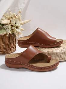 Sandali da donna con suola spessa e platform, infradito con zeppa comodi e casual per l'estate