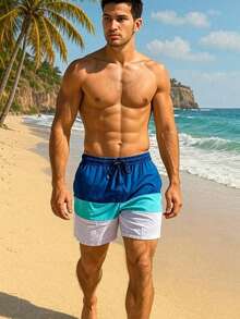 Herren-Shorts mit Kordelzugtasche - Babyblau - Übersicht 2