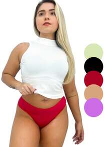 Set Of 5 Basic Comfort Cotton Panties, Assorted Colors, Premium Quality - Multicolor - View 4