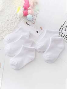 5 đôi tất ngắn bằng lưới thoáng khí, màu trơn cho bé sơ sinh/trẻ nhỏ, mềm mại và thoải mái, kiểu dáng ngẫu nhiên. - Nhiều màu - Xem 3