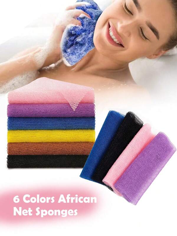 1pc/2pcs African Net Exfoliating Sponge, Stretchable Body Scrubber For Back Scrubbing, Easily Removes Dead Skin, Dirt, Grease And Impurities, Unclogs Pores